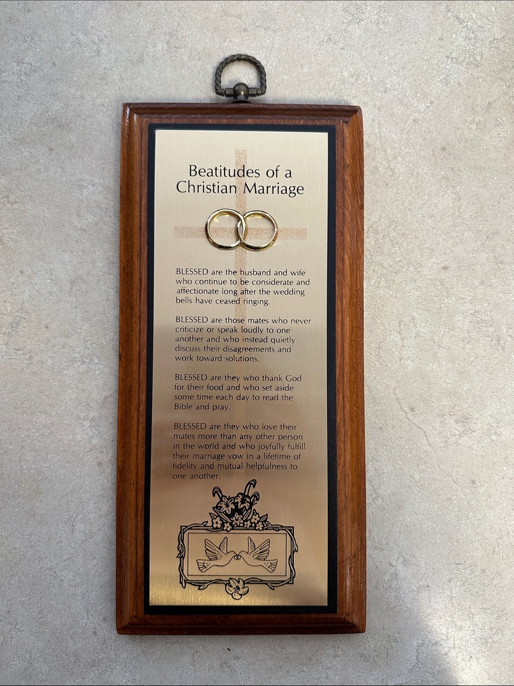Beatitudes of a Christian Marriage - plaque